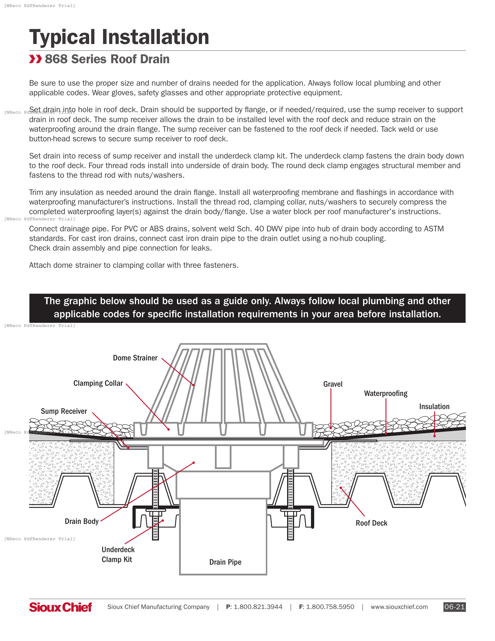 868 SERIES - ROOF DRAIN - INSTRUCTION SHEET.PDF Technical Document